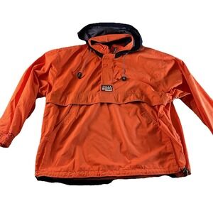 Chaps Ralph Lauren Oversized Windbreaker Pullover‎ Adult Medium Orange Hooded